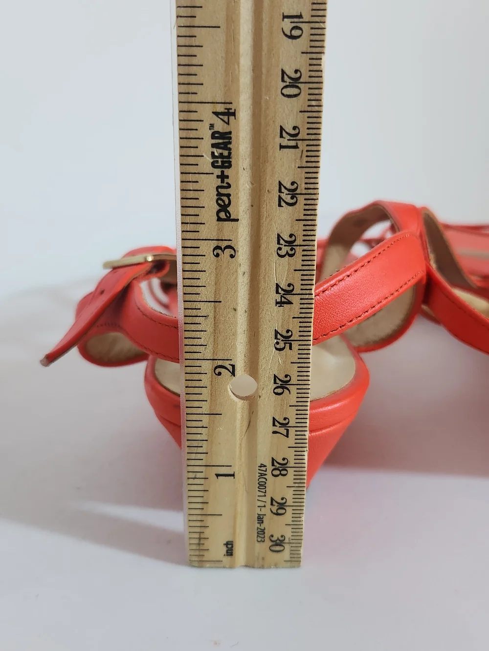 Talbots Coral Orange Leather Strappy Wedge Flats Adjustable Strap Size 9